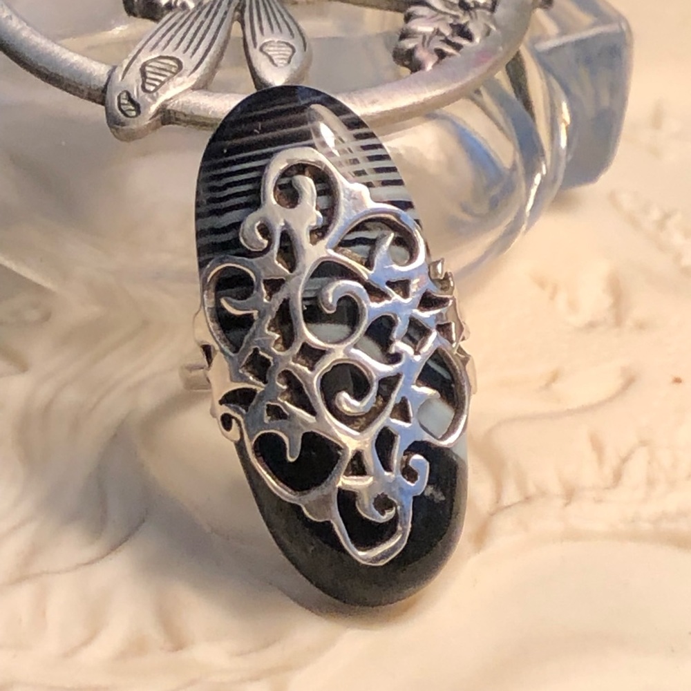 Botswana Agate Sterling Silver Ring Sz 7.25